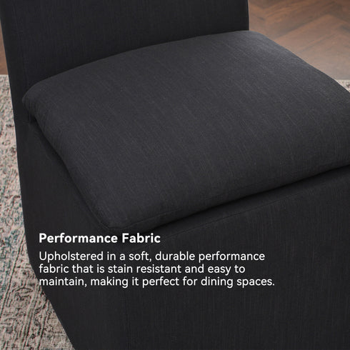 Diane Performance Dining Side Chair with Casters - Dining Table Chair | Dining Room Fabric Chairs | Kinwell Furniture | Modern Upholstered Dining Chairs