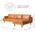 Samuel Tapered Arm Two-Piece Sectional – Leather Camel Chaise Sectional Sofa | 3-Seater Couch | Kinwell Furniture | Mid-Century Modern Design