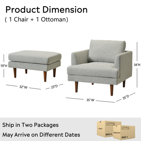 Upholstered Armchair – Gray Square Arm Accent Chair | Performance Fabric Armchair | Kinwell Furniture | Scandinavian, Timeless Design