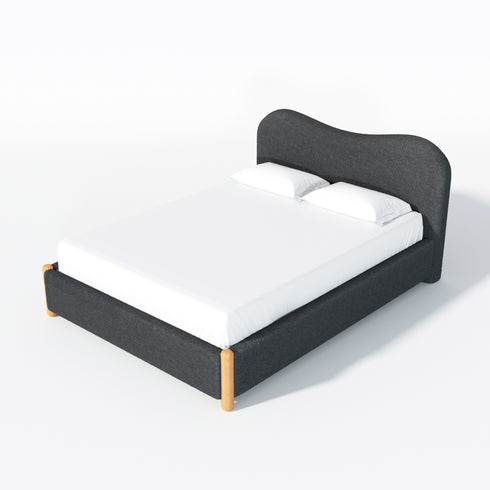 Dorothy Bed Frame with Headboard – Dark Gray Modern Full Bed Frame | Platform Beds | Kinwell Furniture | Bedroom Bed Headboard