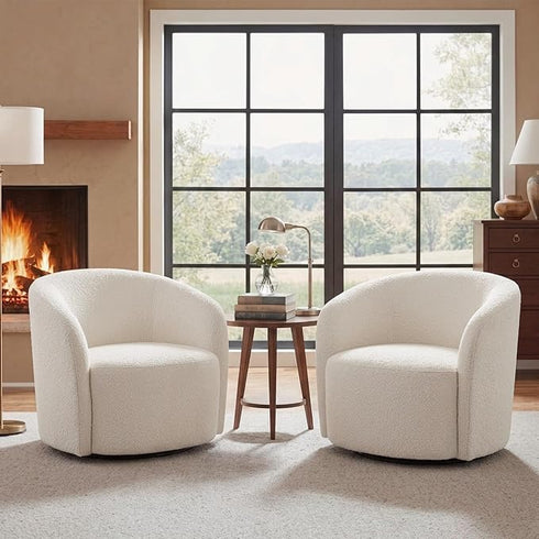Everitte Bouclé Swivel Barrel Chair