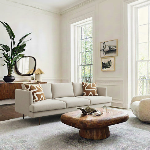 Gray Upholstered Sofa – Albert Sofa Couch | 3-Seater Sofa | Kinwell Furniture | Mid-Century Modern, Timeless Design