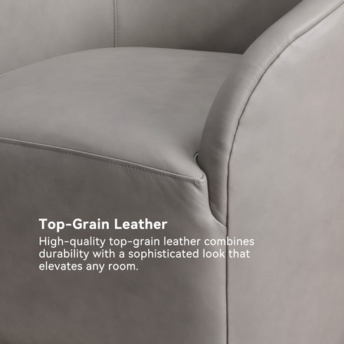 Susie Leather Swivel Barrel Chair - Gray Modern Swivel Chair | Swivel Accent Chairs | Kinwell Furniture | Swivel Armchairs
