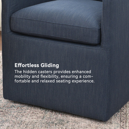 Sean Performance Dining Chair with Casters - Upholstered Dining Chair | Modern Dining Chairs | Kinwell Furniture | Performance Fabric Dining Chairs