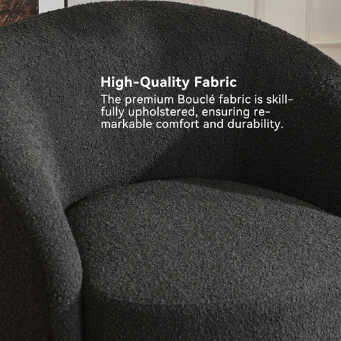 Everitte Bouclé Swivel Barrel Chair - Charcoal Modern Swivel Chair | Swivel Accent Chairs | Kinwell Furniture | Swivel Armchairs