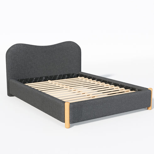 Dorothy Bed Frame with Headboard – Dark Gray Modern Queen Bed Frame | Platform Beds | Kinwell Furniture | Bedroom Bed Headboard