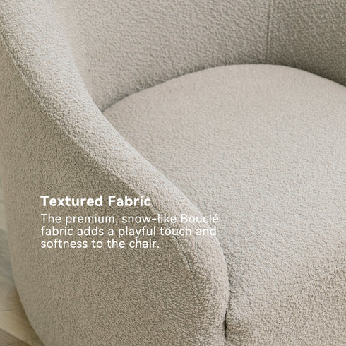 Susie Bouclé Swivel Barrel Chair - Swivel Side Chair | Stylish Swivel Chairs | Kinwell Furniture | Swivel Chairs for Living Room