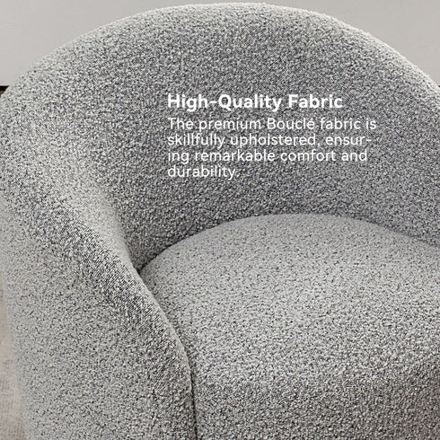 Everitte Bouclé Swivel Barrel Chair - Black and White Modern Swivel Chair | Swivel Accent Chairs | Kinwell Furniture | Swivel Armchairs