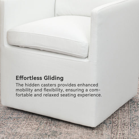 Sean Performance Dining Chair with Casters - Ivory Padded Dining Chair | Dining Chairs with Casters | Kinwell Furniture | Top Performing Dining