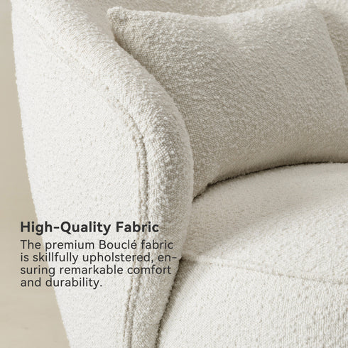 Laura Bouclé Swivel Barrel Chair - Cream Modern Swivel Chair | Swivel Accent Chairs | Kinwell Furniture | Swivel Armchairs