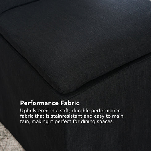 Diane Slipcover Performance Dining Chair with Casters - Black Upholstered Dining Chair | Modern Dining Chairs | Kinwell Furniture | Performance Fabric Dining Chairs