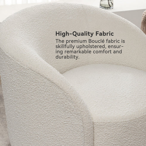 Everitte Bouclé Swivel Barrel Chair - Comfy Swivel Chair | Accent Swivel Chairs | Kinwell Furniture | Mid Century Swivel Chairs