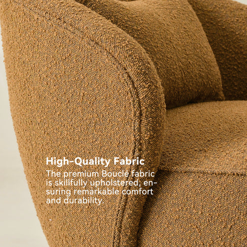 Laura Bouclé Swivel Barrel Chair - Brown Modern Swivel Chair | Swivel Accent Chairs | Kinwell Furniture | Swivel Armchairs