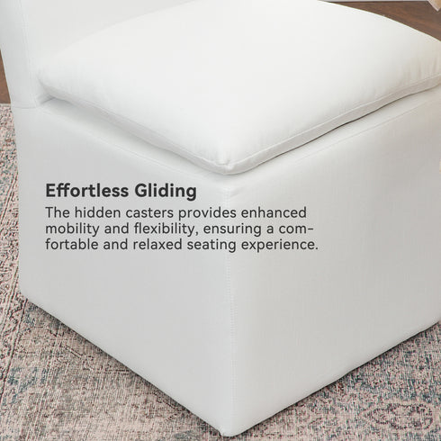 Diane Performance Dining Side Chair with Casters - Fully Upholstered Dining Chair | Dining Chairs with Wheels | Kinwell Furniture | Most Comfortable Dining Chairs