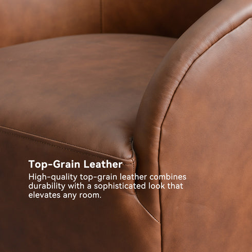 Susie Leather Swivel Barrel Chair - Swivel Side Chair | Stylish Swivel Chairs | Kinwell Furniture | Swivel Chairs for Living Room