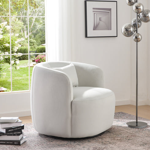 Ashlie Velvet Swivel Barrel Chair - Modern Swivel Chair | Swivel Accent Chairs | Kinwell Furniture | Swivel Armchairs