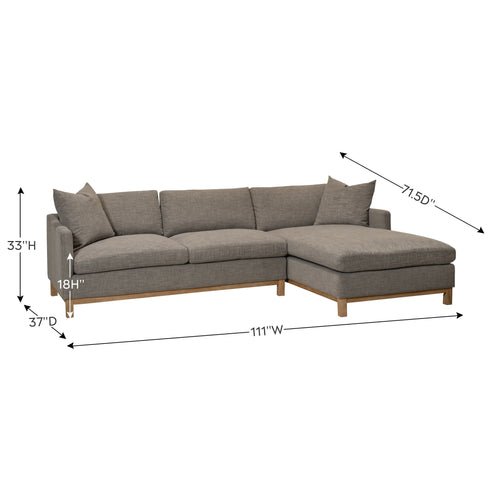 Goose Down Feathers Upholstered Sectional Sofa | Cloud Soft L-Shaped Sectional with Chaise | Down Filled Modern Sectional Couch | Comfortable Everyday Sectional Sofa | Modular L-Shape Sectional | Kinwell Furniture