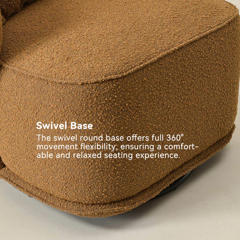 Laura Bouclé Swivel Barrel Chair - Brown Modern Swivel Chair | Swivel Accent Chairs | Kinwell Furniture | Swivel Armchairs