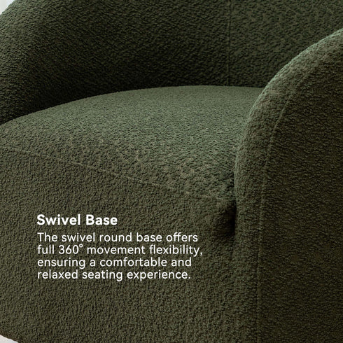 Susie Bouclé Swivel Barrel Chair - Swivel Side Chair | Stylish Swivel Chairs | Kinwell Furniture | Swivel Chairs for Living Room