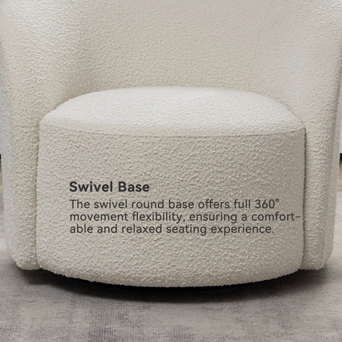 Everitte Bouclé Swivel Barrel Chair - Swivel Side Chair | Stylish Swivel Chairs | Kinwell Furniture | Swivel Chairs for Living Room