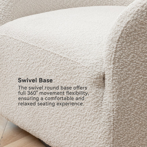 Susie Bouclé Swivel Barrel Chair - Swivel Side Chair | Stylish Swivel Chairs | Kinwell Furniture | Swivel Chairs for Living Room