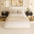 Agnes Bouclé Bed Frame with Headboard-White Modern Bed Frame | Platform Beds | Kinwell Furniture | Bedroom Bed Headboard