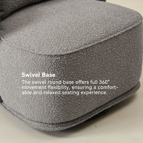 Laura Bouclé Swivel Barrel Chair - Gray Modern Swivel Chair | Swivel Accent Chairs | Kinwell Furniture | Swivel Armchairs