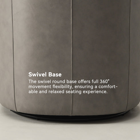 Susie Leather Swivel Barrel Chair - Gray Modern Swivel Chair | Swivel Accent Chairs | Kinwell Furniture | Swivel Armchairs