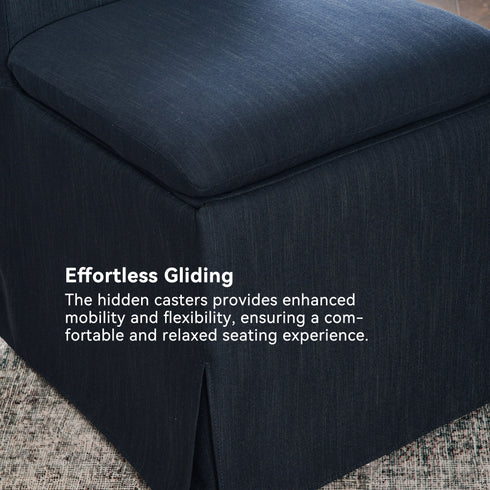 Diane Slipcover Performance Dining Chair with Casters - Upholstered Dining Chair | Modern Dining Chairs | Kinwell Furniture | Performance Fabric Dining Chairs