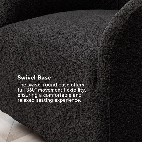Susie Bouclé Swivel Barrel Chair - Swivel Side Chair | Stylish Swivel Chairs | Kinwell Furniture | Swivel Chairs for Living Room