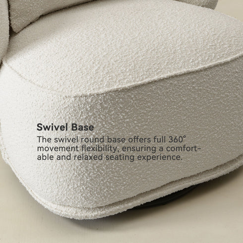Laura Bouclé Swivel Barrel Chair - Modern Swivel Chair | Swivel Accent Chairs | Kinwell Furniture | Swivel