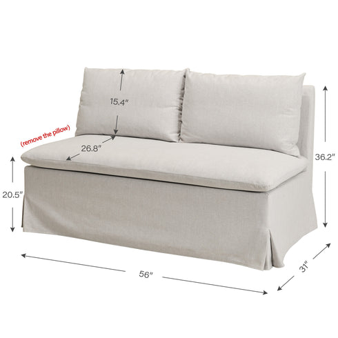 Nelly Performance Bench Banquette - Light Gray Modern Banquette Bench | Dining Benches & Banquettes | Kinwell Furniture | Upholstered Banquette Bench