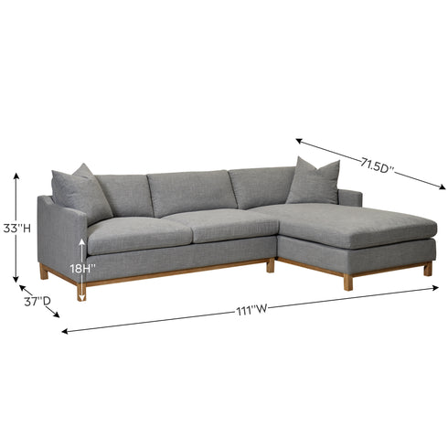 Goose Down Feathers Upholstered Sectional Sofa | Cloud Soft L-Shaped Sectional with Chaise | Down Filled Modern Sectional Couch | Comfortable Everyday Sectional Sofa | Modular L-Shape Sectional | Kinwell Furniture