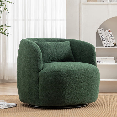 Ashlie Bouclé Swivel Barrel Chair - Comfortable Swivel Chair | Modern Swivel Chairs | Kinwell Furniture | Modern Swivel Chairs