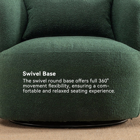 Ashlie Bouclé Swivel Barrel Chair - Swivel Spinning Chair | Chairs That Spin | Kinwell Furniture | Comfortable Swivel Chairs