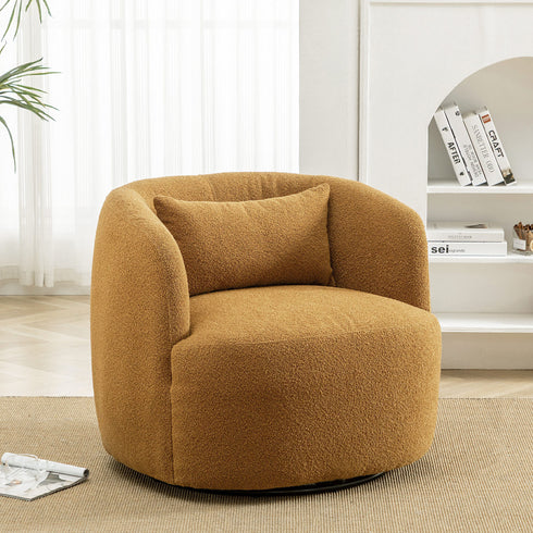 Ashlie Bouclé Swivel Barrel Chair - Comfortable Swivel Chair | Modern Swivel Chairs | Kinwell Furniture | Modern Swivel Chairs