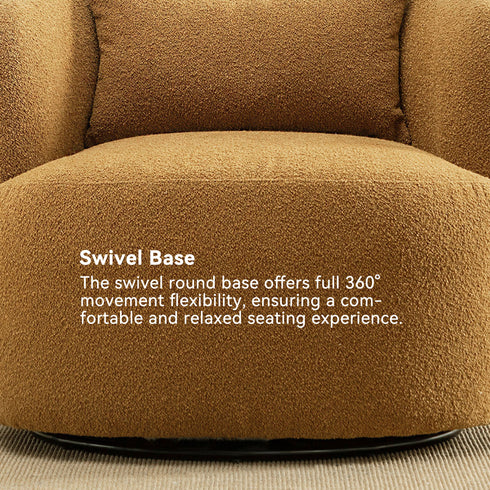 Ashlie Bouclé Swivel Barrel Chair - Swivel Spinning Chair | Chairs That Spin | Kinwell Furniture | Comfortable Swivel Chairs