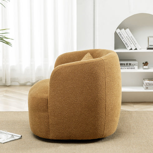 Ashlie Bouclé Swivel Barrel Chair - Stylish Swivel Chair | Living Room Swivel Accent Chairs | Kinwell Furniture | Most Comfortable Swivel Chairs