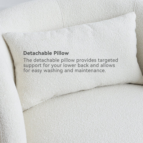 Ashlie Bouclé Swivel Barrel Chair - Comfy Swivel Chair | Accent Swivel Chairs | Kinwell Furniture | Mid Century Swivel Chairs