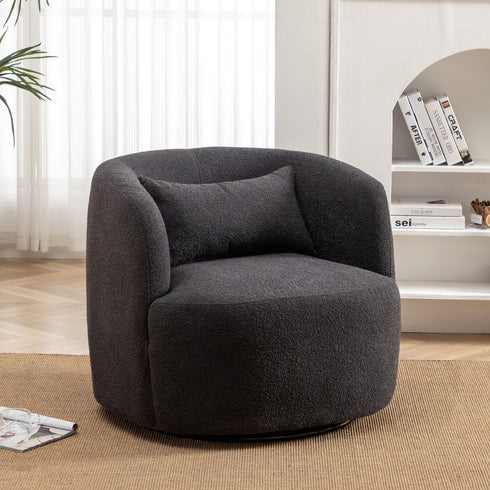 Ashlie Bouclé Swivel Barrel Chair - Comfortable Swivel Chair | Modern Swivel Chairs | Kinwell Furniture | Modern Swivel Chairs