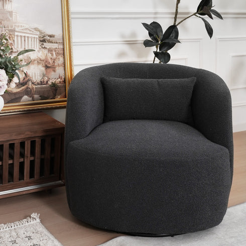 Ashlie Bouclé Swivel Barrel Chair - Cozy Swivel Chair | Swivel Armchairs | Kinwell Furniture | Living Room Swivel Chairs