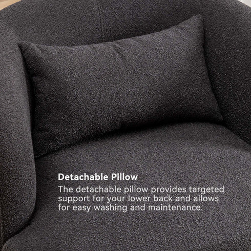 Ashlie Bouclé Swivel Barrel Chair - Comfy Swivel Chair | Accent Swivel Chairs | Kinwell Furniture | Mid Century Swivel Chairs