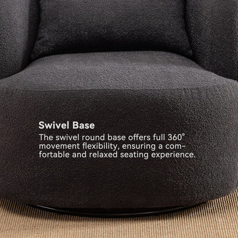 Ashlie Bouclé Swivel Barrel Chair - Swivel Spinning Chair | Chairs That Spin | Kinwell Furniture | Comfortable Swivel Chairs
