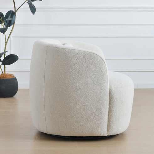 Ashlie Bouclé Swivel Barrel Chair - Stylish Swivel Chair | Living Room Swivel Accent Chairs | Kinwell Furniture | Most Comfortable Swivel Chairs