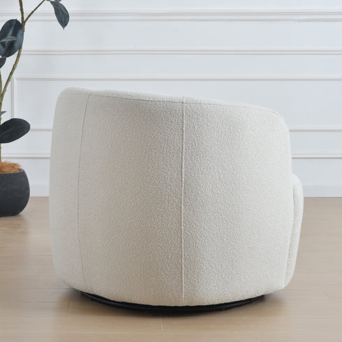 Ashlie Bouclé Swivel Barrel Chair - Swivel Accent Chair | Living Room Swivel Chairs | Kinwell Furniture | Best Swivel Chairs