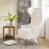 Letitia Velvet Wingback Accent Chair - Cream MCM Accent Chair | Accent Side Chairs | Kinwell Furniture | Leather Accent Chairs & Barrel Accent Chairs