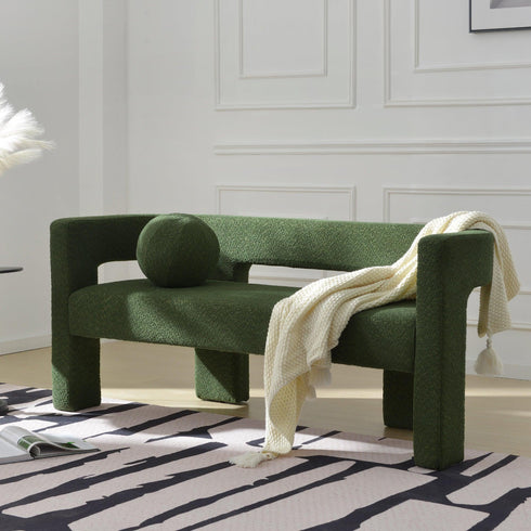 Herbert Modern Bench with Toss Pillow - Green Bench Seat Sofa | Bench Couch Sofa | Kinwell Furniture | Modern Sofa Benches