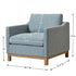 Goose Down Feathers Upholstered Armchair – Blue Square Arm Accent Chair | Plush Feather-Filled Chair | Kinwell Furniture | Cloud-Soft, Timeless Design
