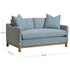 Goose Down Feathers Upholstered Loveseat – Blue Square Arm 2-Seater Sofa | Plush Feather-Filled Loveseat | Kinwell Furniture | Cloud-Soft, Timeless Design
