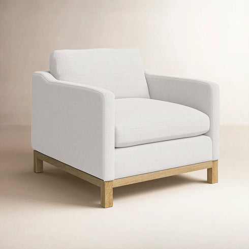 Goose Down Feathers Upholstered Armchair – Cream Square Arm Accent Chair | Plush Feather-Filled Chair | Kinwell Furniture | Cloud-Soft, Timeless Design